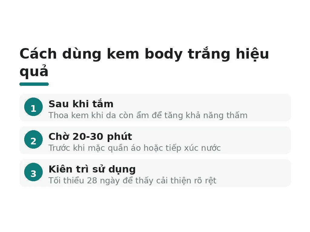 Dùng kem body trắng thế nào cho chuẩn và bao lâu thấy hiệu quả?