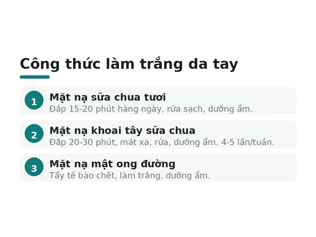 Công thức đắp mặt nạ làm trắng da tay trong 1 tuần?