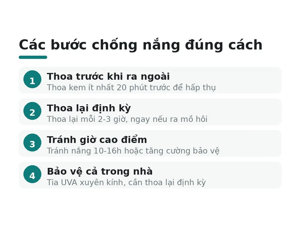 Cách chống nắng đúng cách từng bước