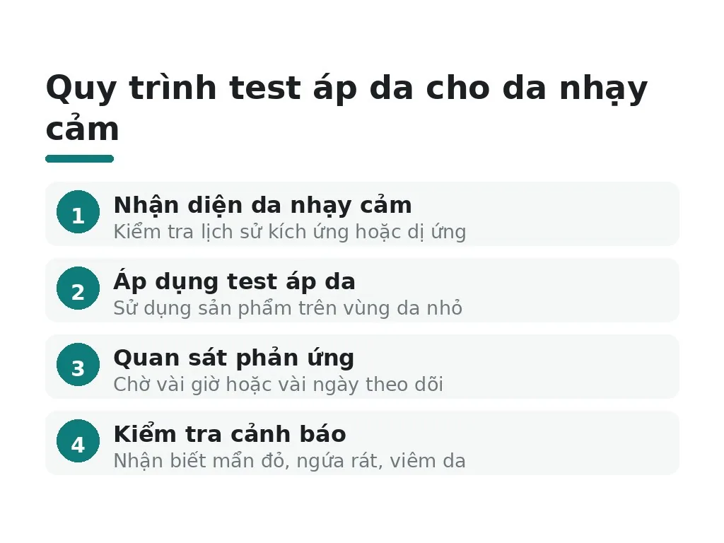 Quy trình test áp da cho da nhạy cảm