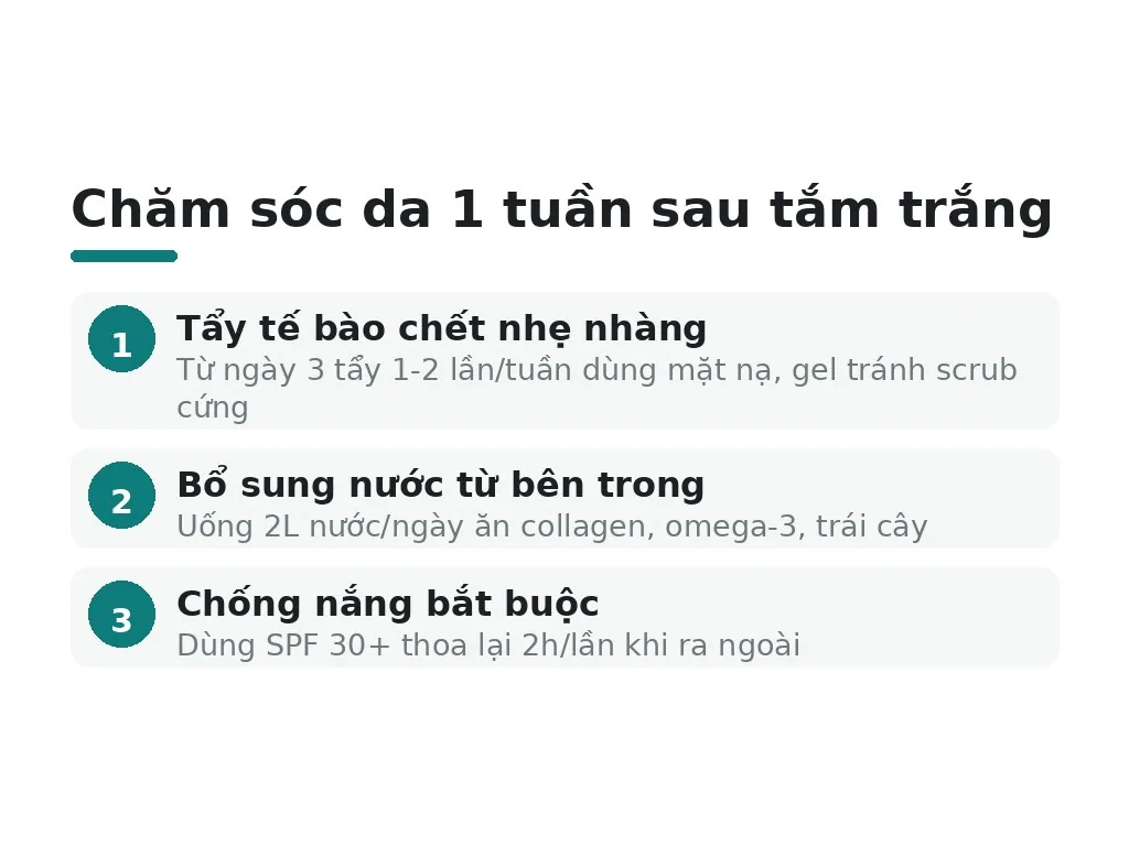 Chăm sóc da trong tuần lễ sau tắm trắng\n